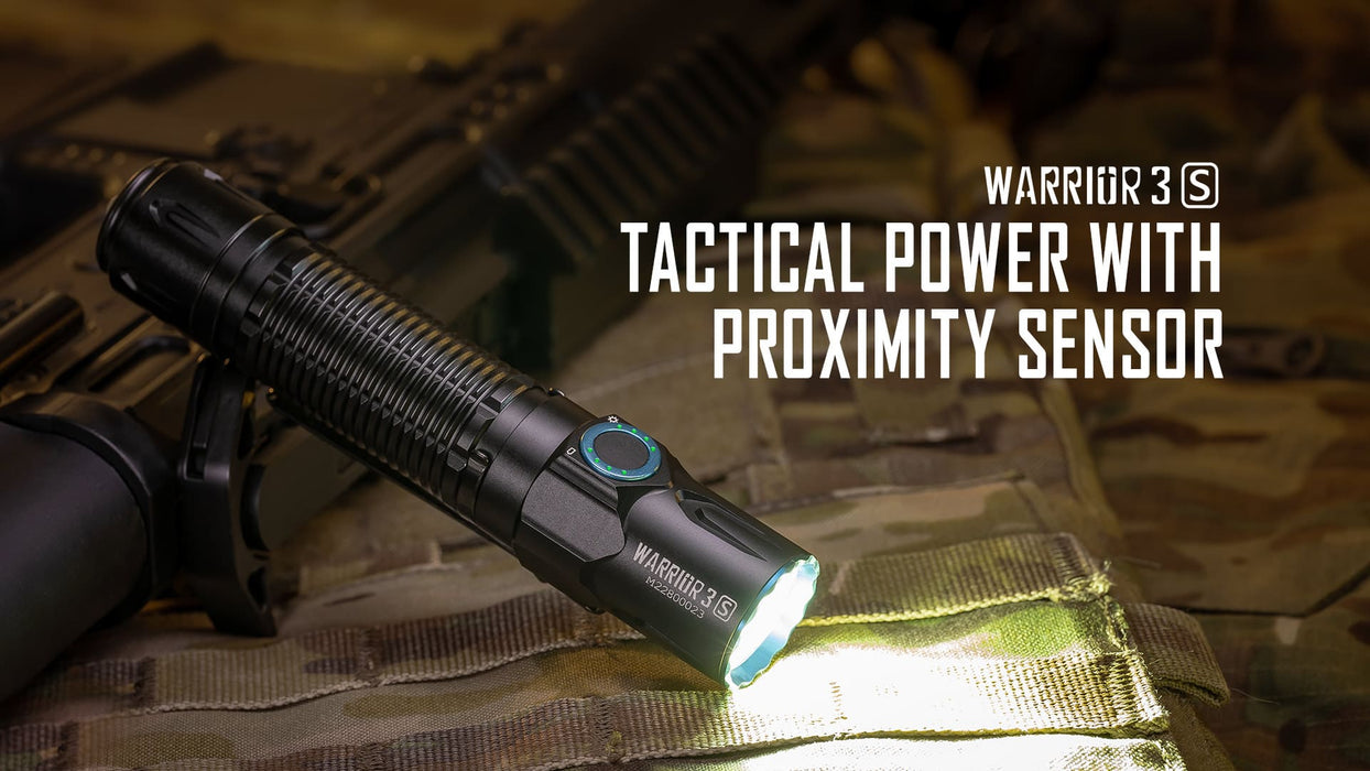 Olight Warrior 3S Rechargeable 2300 Lumen Tactical Torch with Proximity Sensor - 300 Metres