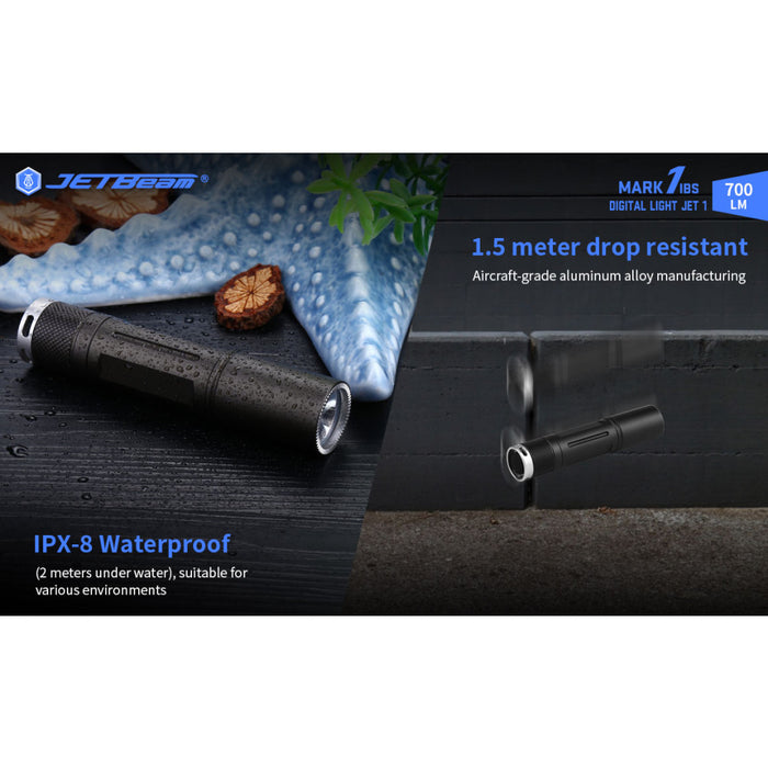 JETBeam MARK 1IBS 700 Lumen 14500/AA Pocket Torch - 150 Metres