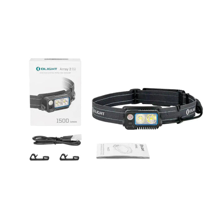 Olight Array 2 Pro Rechargeable Headlamp with Sensor Control (Flood, Spot and Red Light) - 1500 Lumens, 150 Metres