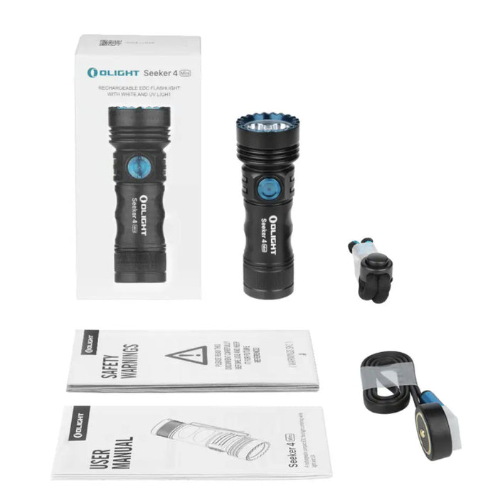Olight Seeker 4 Mini Rechargeable 1200 lumen and UV Torch - Cool White and 365nm UV