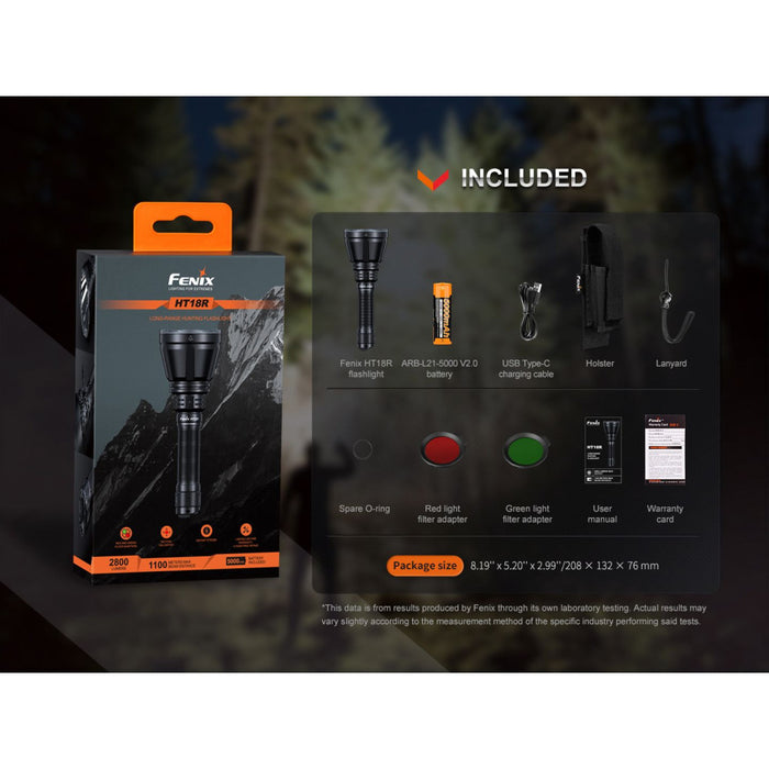 Fenix HT18R Rechargeable Long Range 2800 Lumen Torch - 1100 Metres