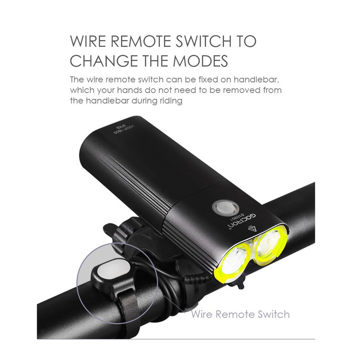 Gaciron V9DP-1800 1800 Lumen Rechargeable Bike Light + Wired Remote Switch