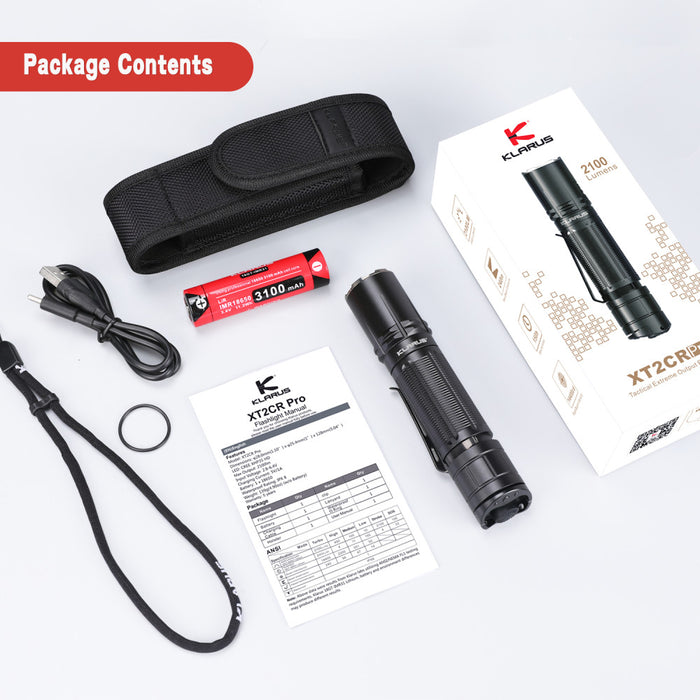 Klarus XT2CR Pro Rechargeable 2100 Lumen Pocket Torch - 240 Metres