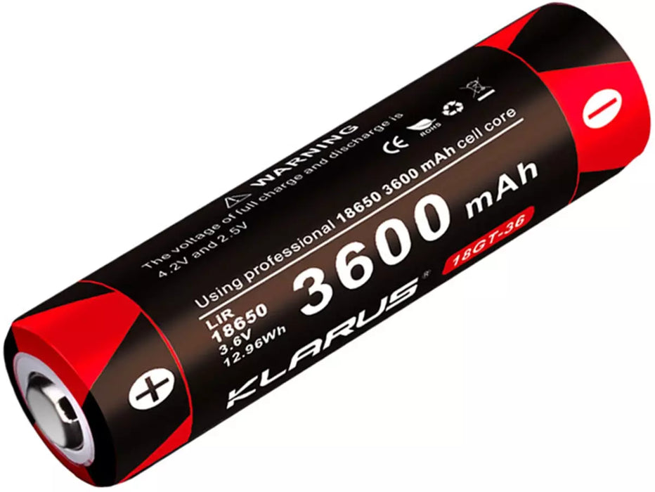Klarus 18650 Rechargeable 3600mAh 3.6V Li-ion Battery, 18GT-36