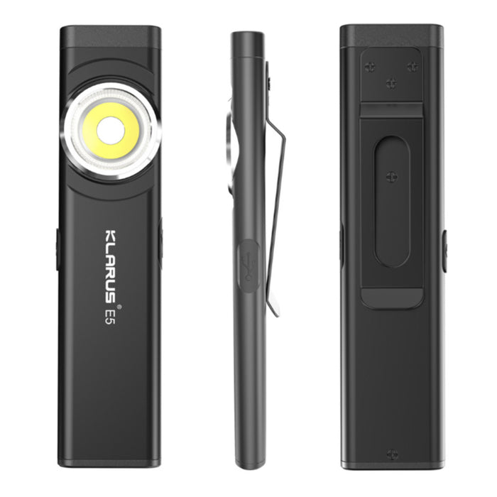 Klarus E5 EDC 470 Lumens Rechargeable Tool Light with Magnetic Base - 41 Metres