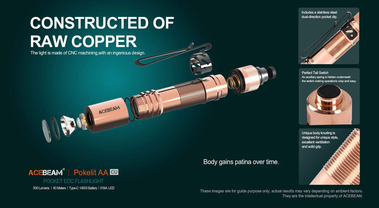 AceBeam Pokelit 550 Lumen AA EDC Pocket Torch
