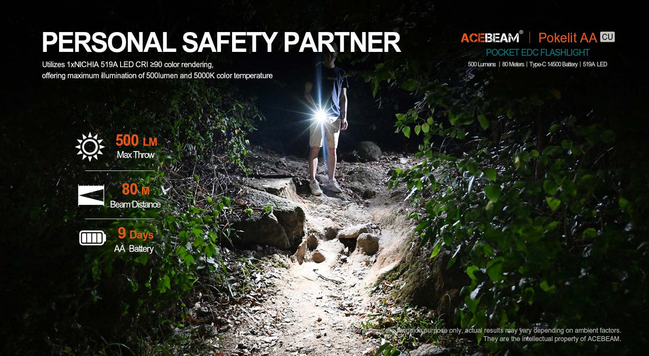 AceBeam Pokelit 550 Lumen AA EDC Pocket Torch