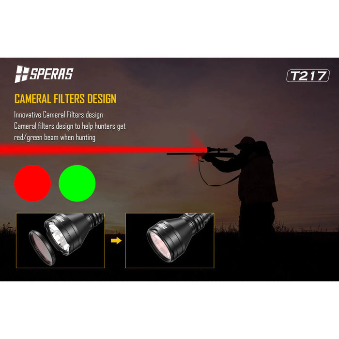 SPERAS T217K Rechargeable 1400 Lumen Hunting Torch Kit - 1400 Metres