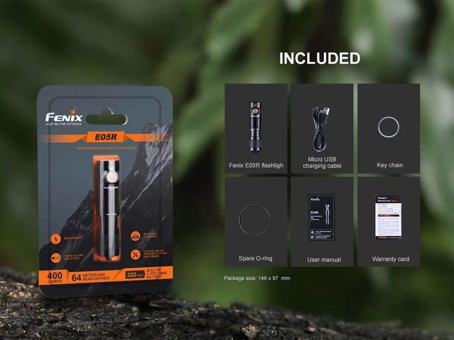 Fenix E05R Rechargeable 400 Lumen Keyring/Pocket Torch