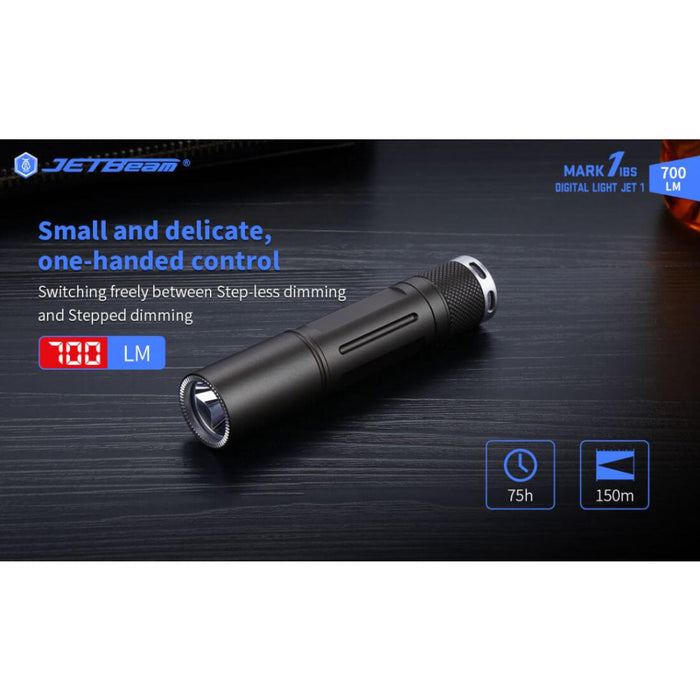 JETBeam MARK 1IBS 700 Lumen 14500/AA Pocket Torch - 150 Metres