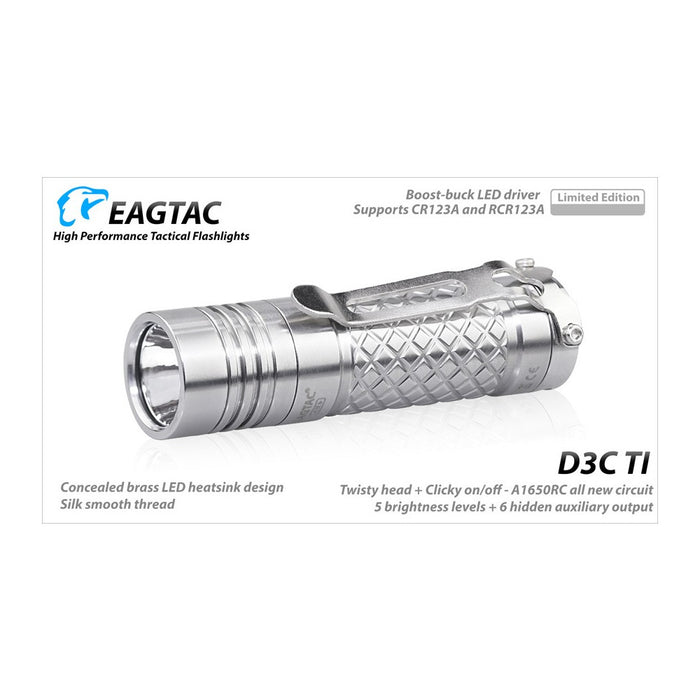 Eagtac D3C Ti Pocket Torch - 800 Lumens, 128 Metres