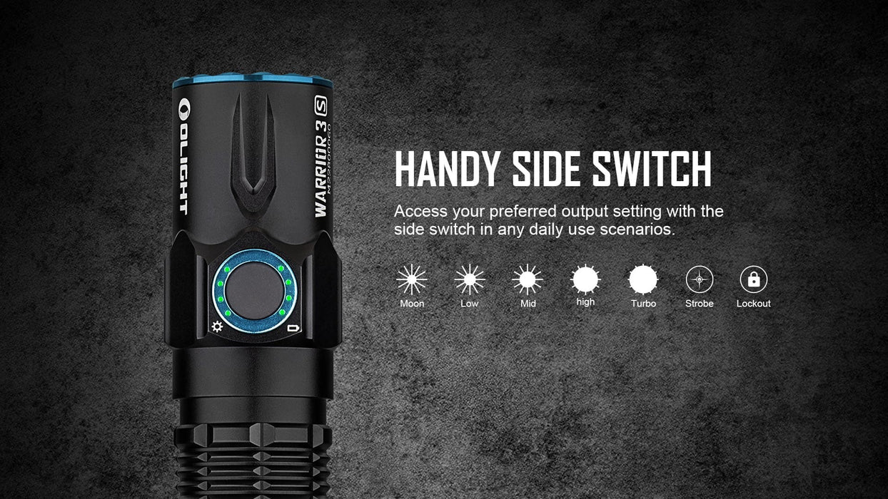 Olight Warrior 3S Rechargeable 2300 Lumen Tactical Torch with Proximity Sensor - 300 Metres
