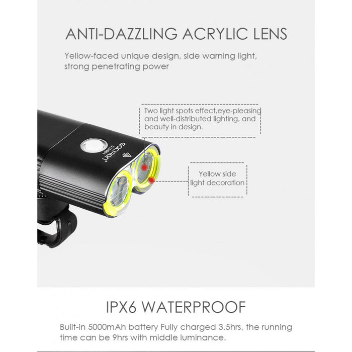 Gaciron V9DP-1800 1800 Lumen Rechargeable Bike Light + Wired Remote Switch