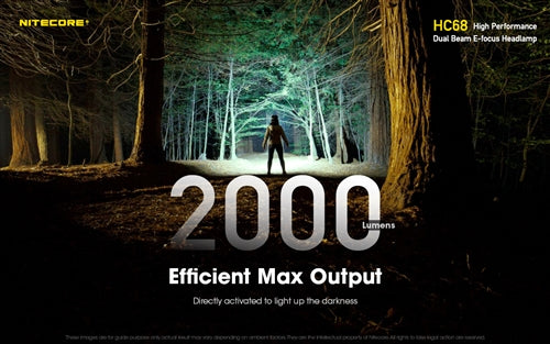 Nitecore HC68 Rechargeable Focusable 2000 Lumen Headlamp with Red Light - 201 Metres