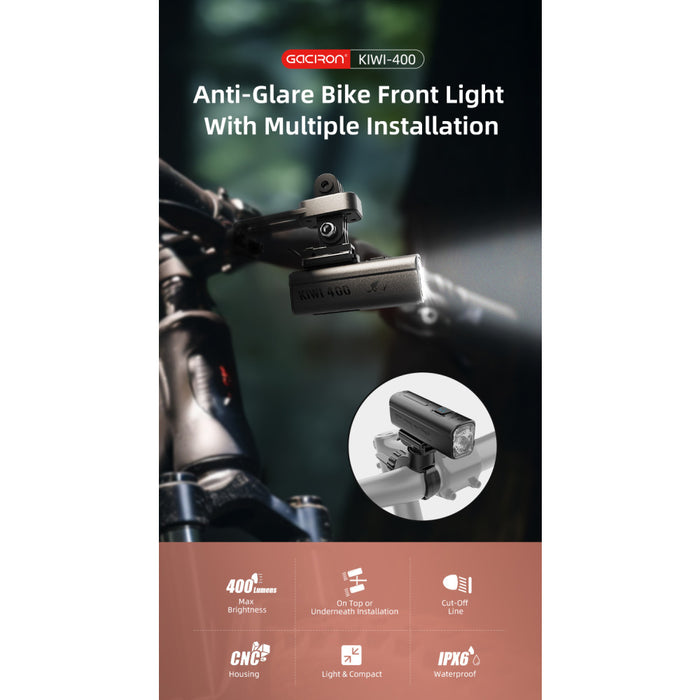 Gaciron KIWI-400 400 Lumen Rechargeable Anti-Glare Front Bike Light