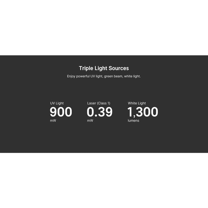 Olight Arkfeld Pro Rechargeable 3-in1 Pocket Torch with 1300 Lumens CW, 365nm UV, and Green Laser