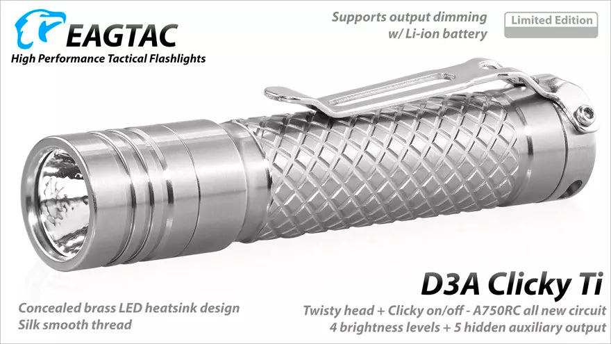 Eagtac D3A Ti Pocket Torch - 405 Lumens, 91 Metres