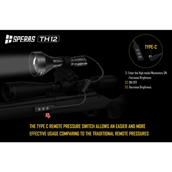 SPERAS TH12K Rechargeable 600 Lumen Focusable Hunting Torch Kit - 1680 Metres
