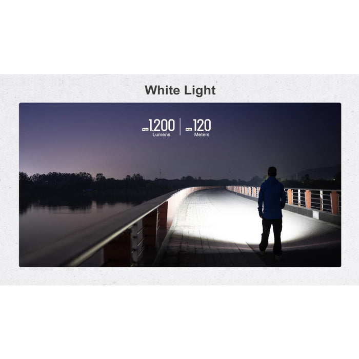 Olight Seeker 4 Mini Rechargeable 1200 lumen and UV Torch - Cool White and 365nm UV