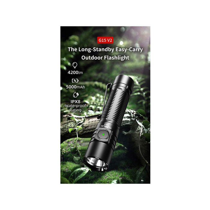 Klarus G15 V2 Compact Rechargeable 4200 Lumen EDC Torch - 200 Metres