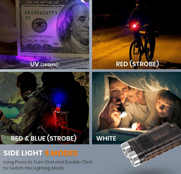 SPERAS V3 Rechargeable 900 Lumen Multifunctional Keychain Torch - 100 Metres