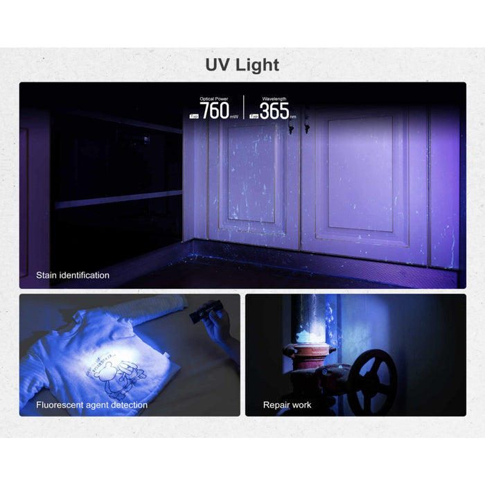Olight Seeker 4 Mini Rechargeable 1200 lumen and UV Torch - Cool White and 365nm UV