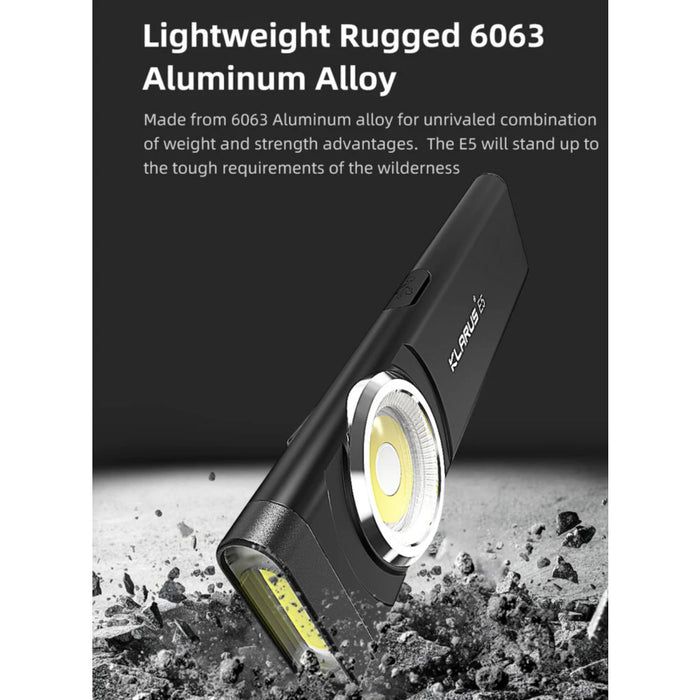 Klarus E5 EDC 470 Lumens Rechargeable Tool Light with Magnetic Base - 41 Metres