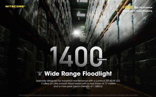 Nitecore HC68 Rechargeable Focusable 2000 Lumen Headlamp with Red Light - 201 Metres