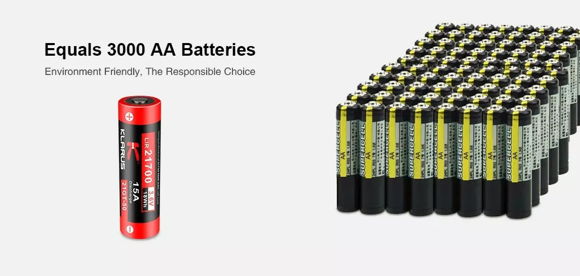 Klarus 21700 Rechargeable 5000mAh 3.6V Li-ion Battery, 21GT-50