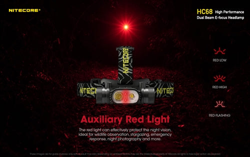 Nitecore HC68 Rechargeable Focusable 2000 Lumen Headlamp with Red Light - 201 Metres