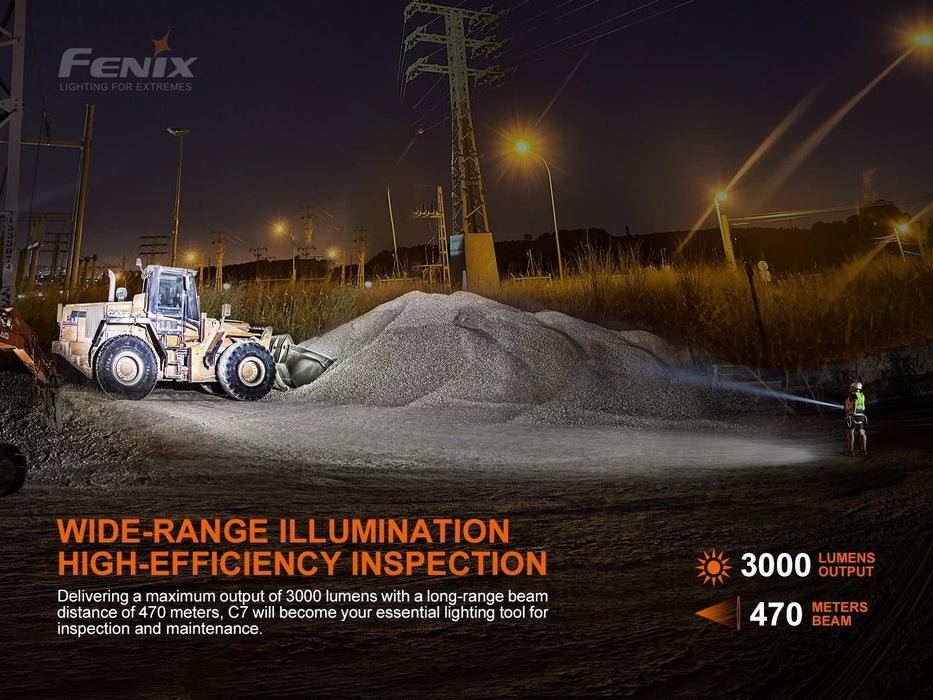 Fenix C7 Rechargeable High Performance Torch with Magnetic Base - 3000 Lumens, 470 Metres