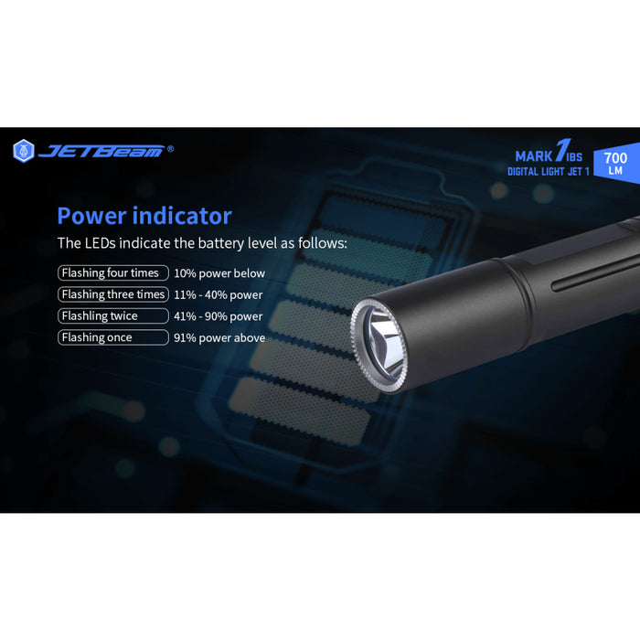 JETBeam MARK 1IBS 700 Lumen 14500/AA Pocket Torch - 150 Metres