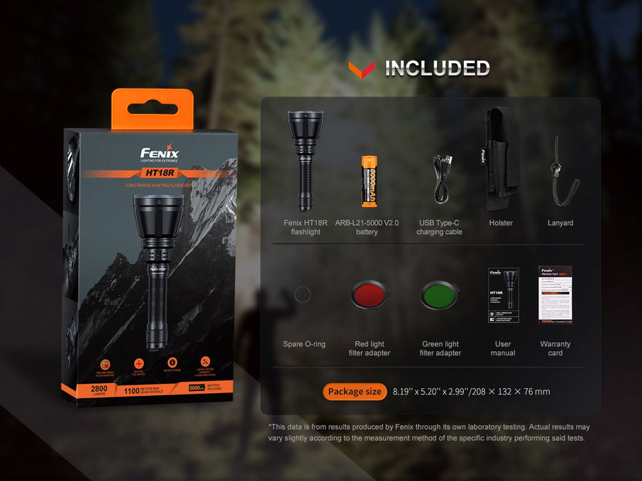 Fenix HT18R Hunting Flashlight Kit - 2800 lumens, 1100 Metres