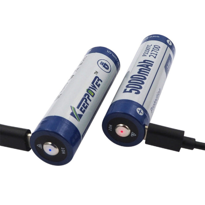 KeepPower 21700 5000mAh Type-C Rechargeable Li-ion Battery (8.0A Discharge) - Protected P2150TC