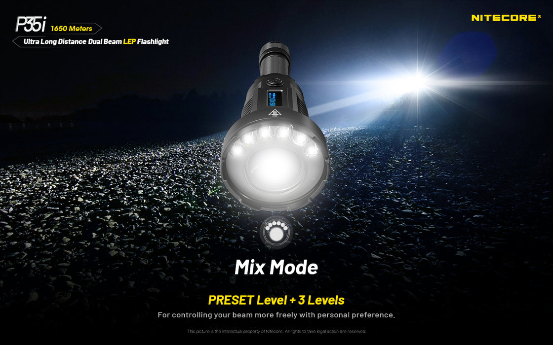 Nitecore P35i Rechargeable Ultra Long Distance Dual Beam LEP Torch - 3000 Lumens, 1650 Metres