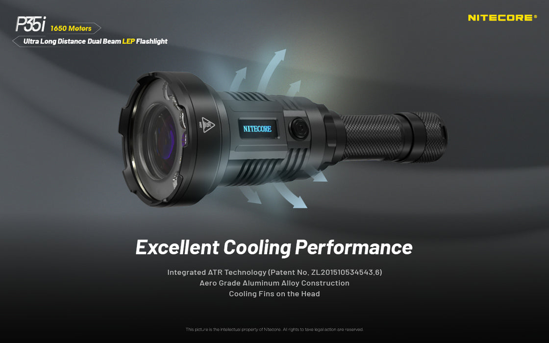 Nitecore P35i Rechargeable Ultra Long Distance Dual Beam LEP Torch - 3000 Lumens, 1650 Metres