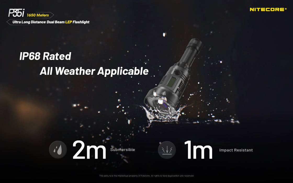 Nitecore P35i Rechargeable Ultra Long Distance Dual Beam LEP Torch - 3000 Lumens, 1650 Metres
