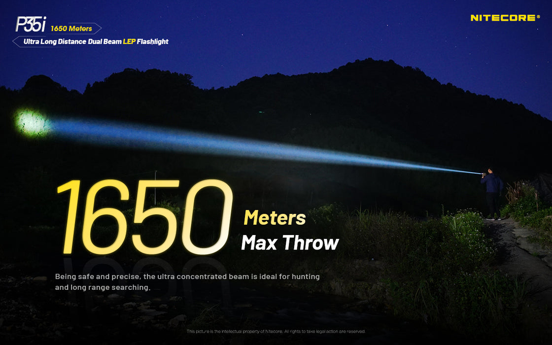 Nitecore P35i Rechargeable Ultra Long Distance Dual Beam LEP Torch - 3000 Lumens, 1650 Metres