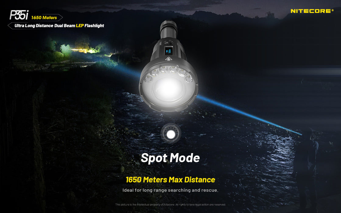 Nitecore P35i Rechargeable Ultra Long Distance Dual Beam LEP Torch - 3000 Lumens, 1650 Metres