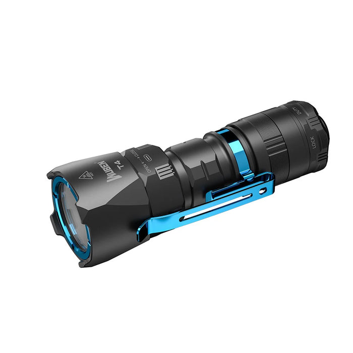 Wuben T4 Rechargeable Compact Tactical Torch with Optional Tactical Ring - 850 Lumens, 401 Metres - Black
