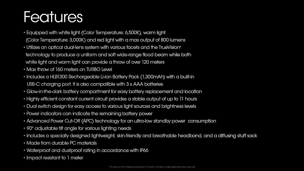 Nitecore UT27 Pro Rechargeable Ultra Lightweight Elite Running Headlamp - 800 Lumens, 160 Metres