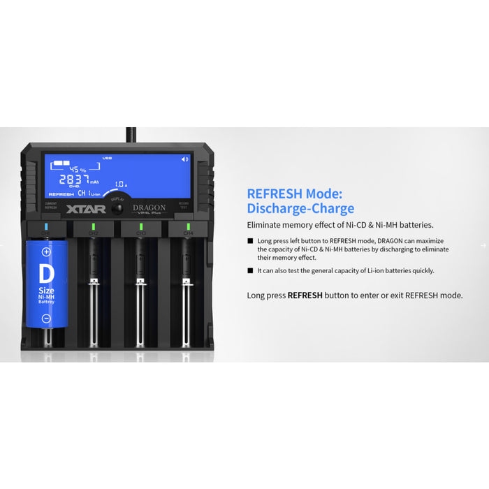 XTAR VP4L PLUS Premium LCD Li-ion/Ni-MH 4-Bay Battery Charger