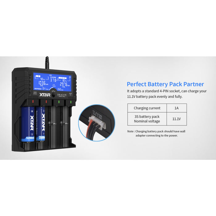 XTAR VP4L PLUS Premium LCD Li-ion/Ni-MH 4-Bay Battery Charger