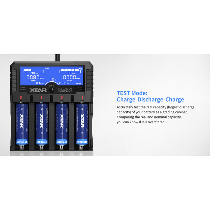 XTAR VP4L PLUS Premium LCD Li-ion/Ni-MH 4-Bay Battery Charger