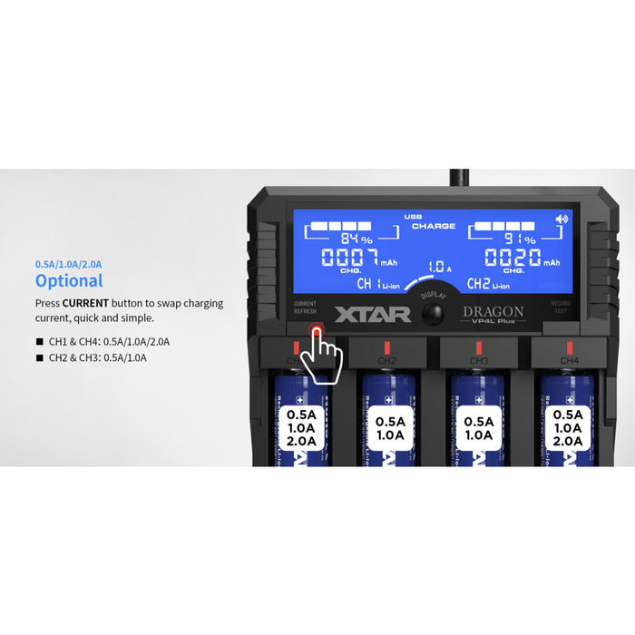 XTAR VP4L PLUS Premium LCD Li-ion/Ni-MH 4-Bay Battery Charger