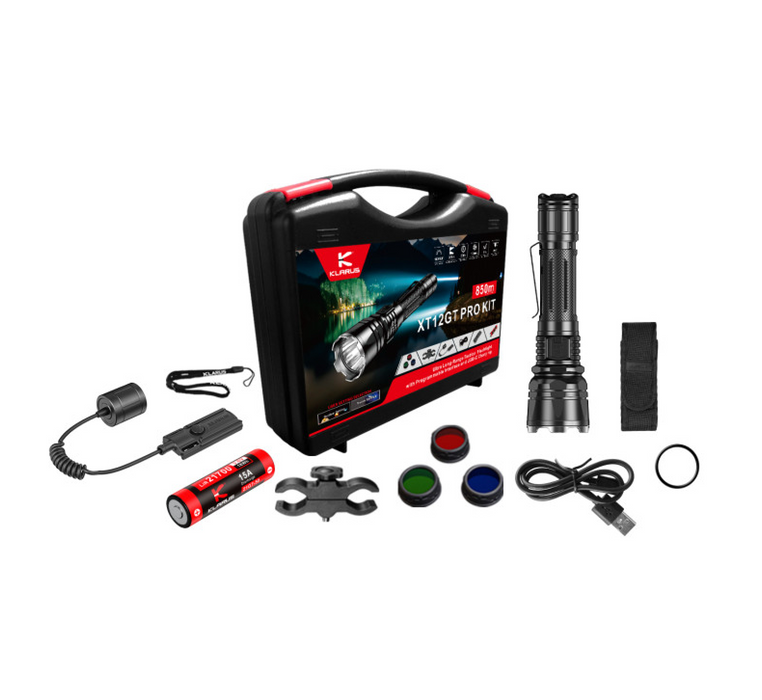 Klarus XT12GT Pro Kit - Rechargeable Hunting Torch Kit - 1600 Lumens, 850 Metres