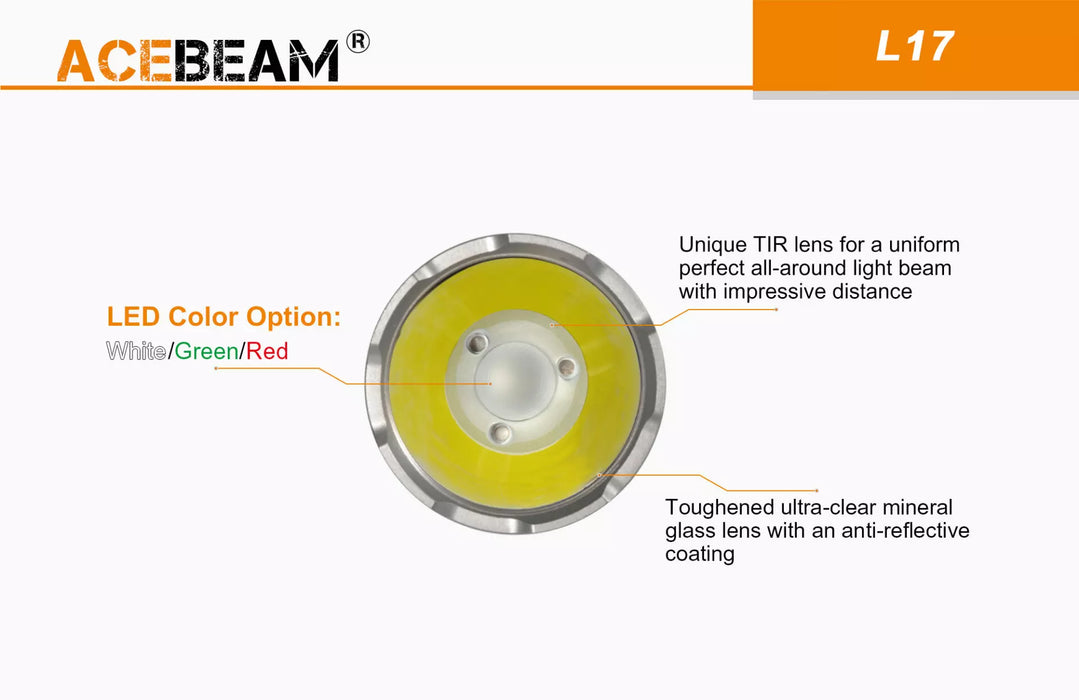 AceBeam L17 2000 Lumen Compact Ultra Long Throw Flashlight