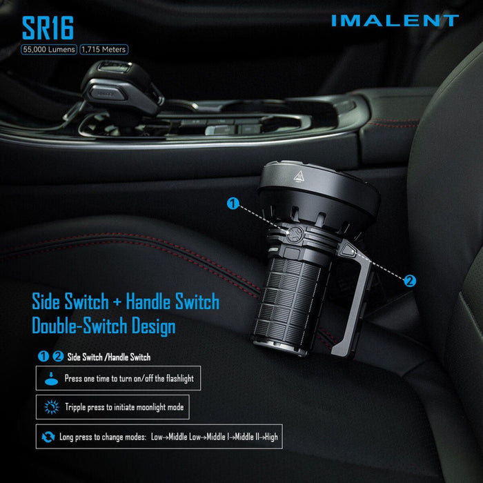 Imalent SR16 55,000 Lumen Rechargeable Searchlight - 1715 Metres