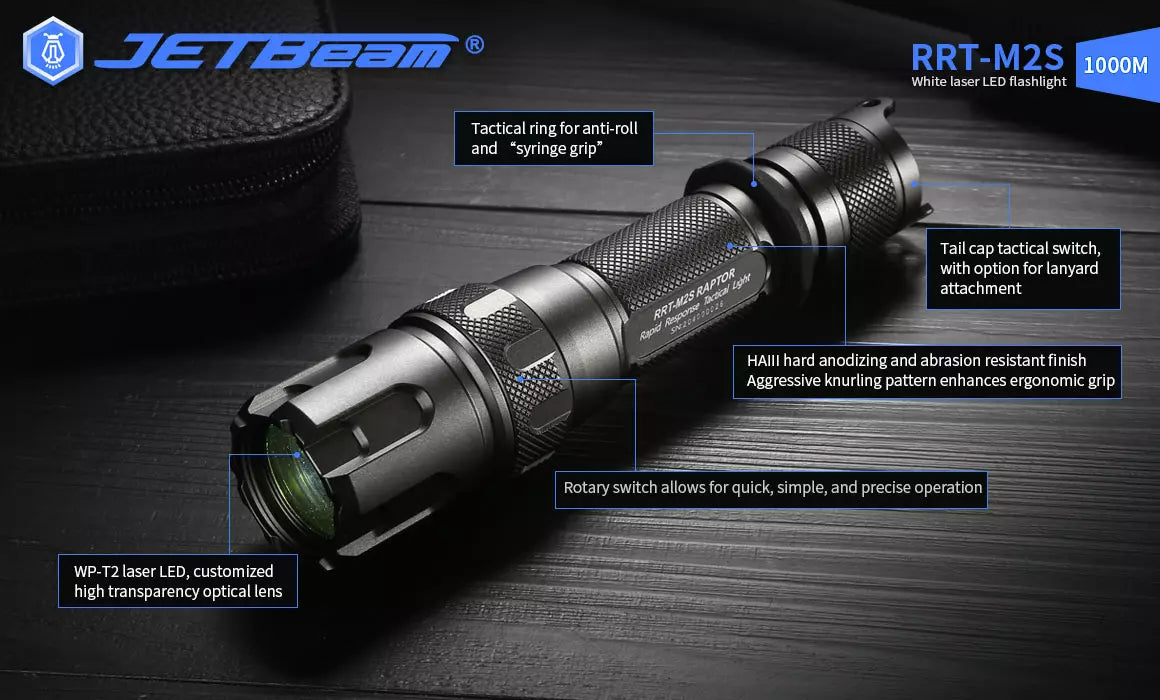 JETBeam Raptor RRT-M2S LEP Torch - 480 Lumens, 1000 Metres