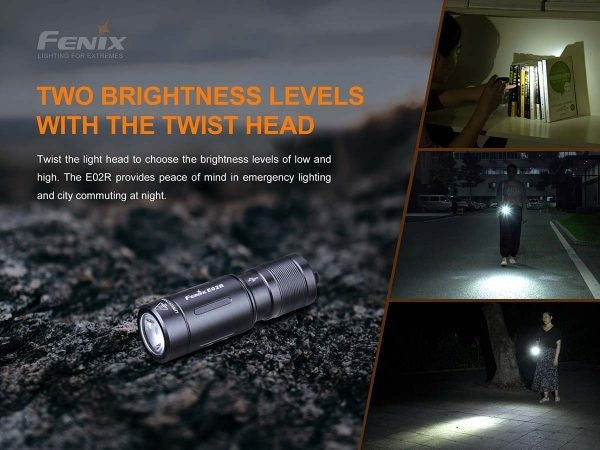 Fenix E02R Rechargeable Keychain Light - 200 Lumens, 49 Metres